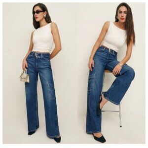 Reformation Cary Belted Cargo High Rise Slouchy Jeans Size: 26
